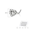 12PCS OF CZ HEART 316L SURGICAL STEEL L-SHAPE NOSE BOX
